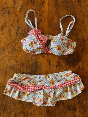 Vintage Betsey Johnson Plaid Picnic Bikini